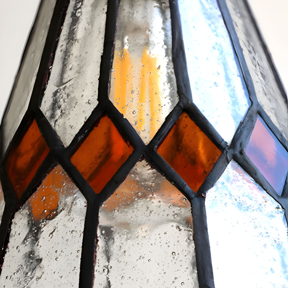 IllumaStyle Japanische Pendelleuchte - Retro Geometrische Kupfer Glas Hängelampe