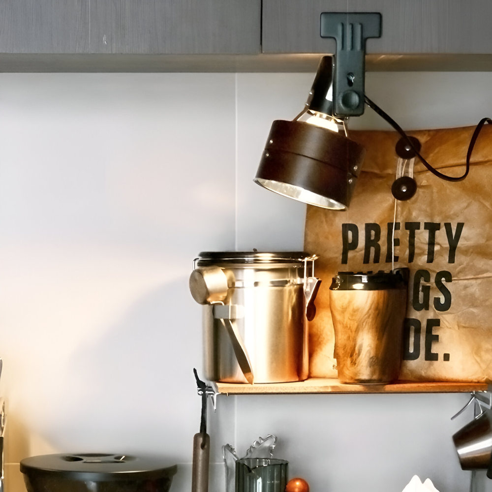 Japanisch Inspirierte Verstellbare Klemm Schreibtischlampe - Runde Holz und Eisen Tischlampe mit Acrylschirm