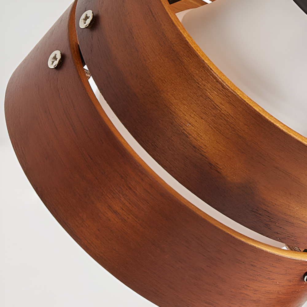 Japanisch Inspirierte Verstellbare Klemm Schreibtischlampe - Runde Holz und Eisen Tischlampe mit Acrylschirm