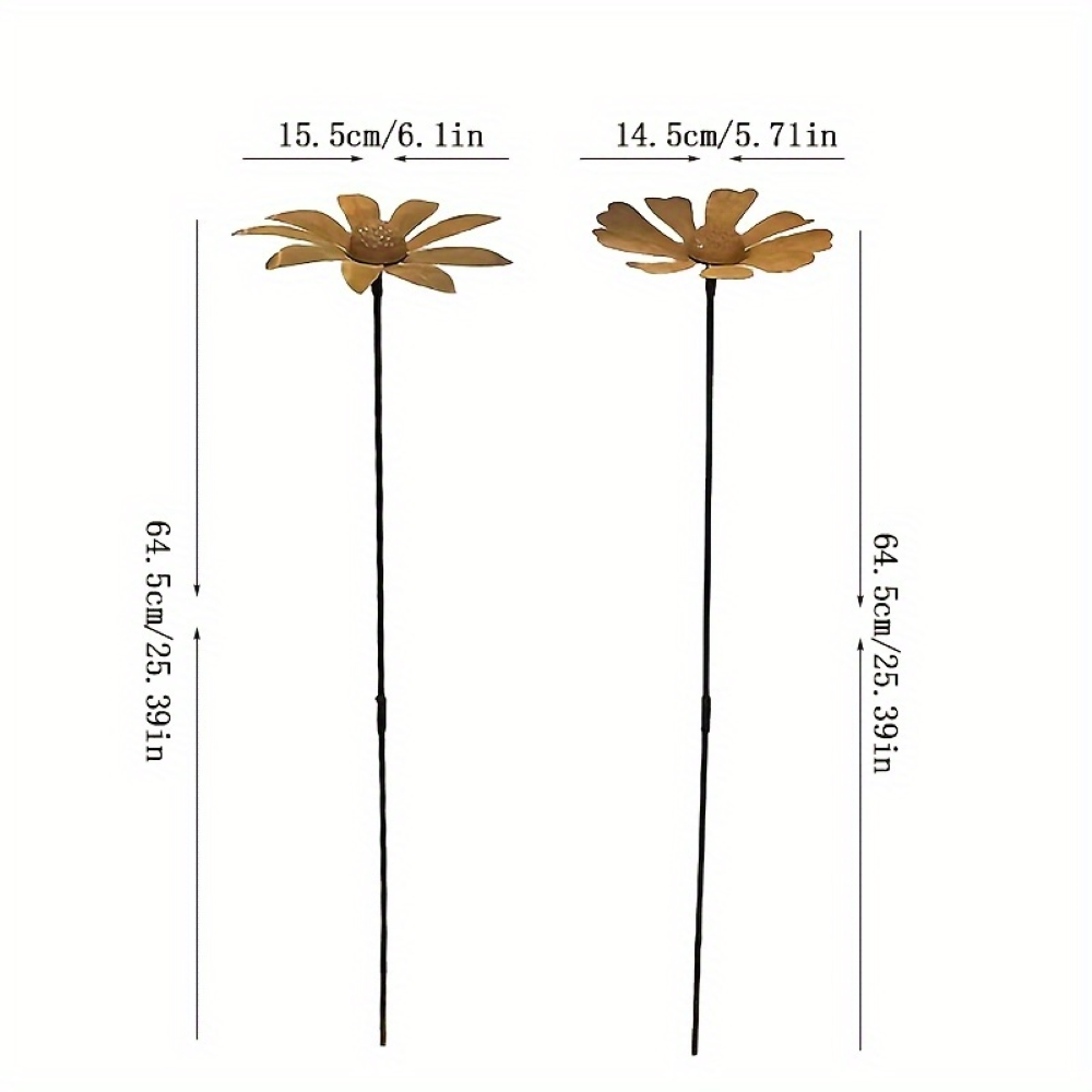 Kamille Gartenstecker aus Metall - Rustikale Gänseblümchen Gartenfigur 65cm - Wetterfeste Blumenskulptur Gartendeko