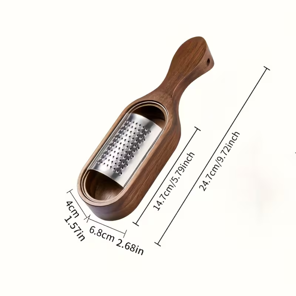Käsereibe mit Holzgriff – Edelstahl Gemüsereibe für Käse, Karotten & Küche