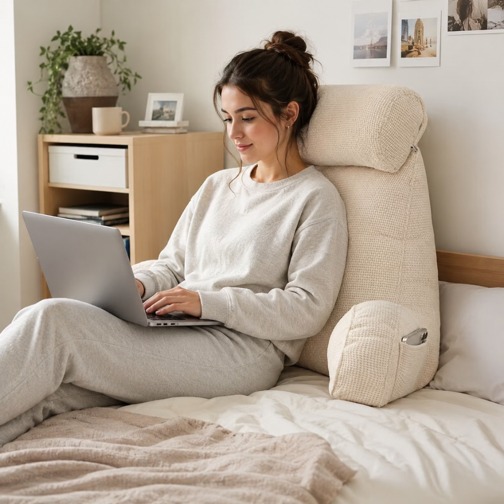 Keilkissen Rückenlehne Extra Dick – Ergonomisches Lesekissen mit Abnehmbarem Bezug für Bett, Sofa & Schlafzimmer