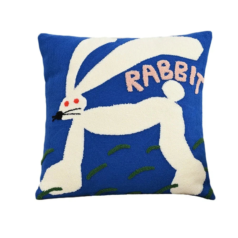 Kelro Nordic Kissenbezug für Sofadekor | Gesticktes Tiermotiv, Polyester-Baumwolle 7