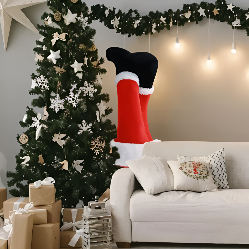 Kickin' Santa - Kreativer Weihnachtsmann Plüschbeine Christbaumschmuck