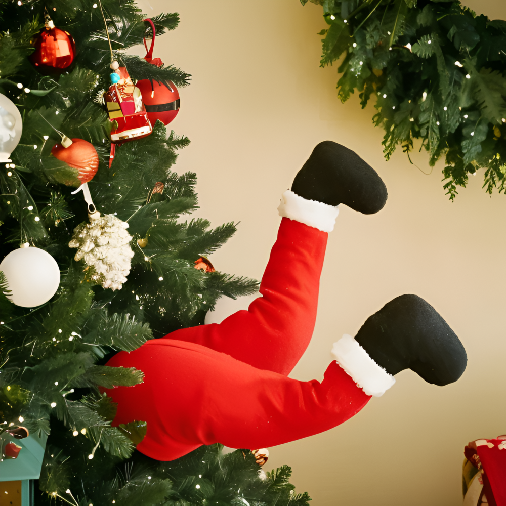 Kickin' Santa - Kreativer Weihnachtsmann Plüschbeine Christbaumschmuck