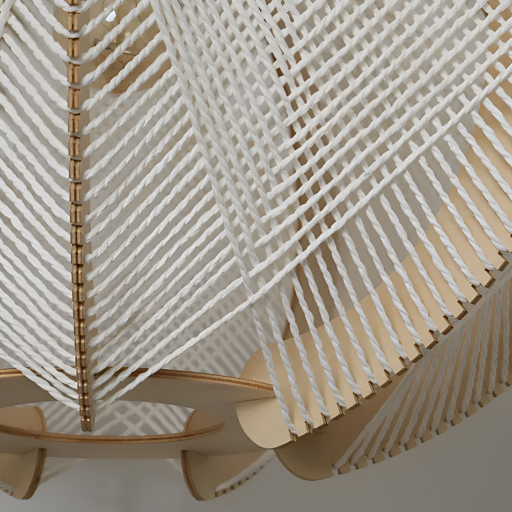 Kirei Pendelleuchte - Geometrische Hängelampe aus Hanfseil und Holz - Wabi Sabi Lighting