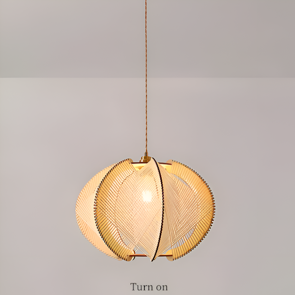 Kirei Pendelleuchte - Geometrische Hängelampe aus Hanfseil und Holz - Wabi Sabi Lighting