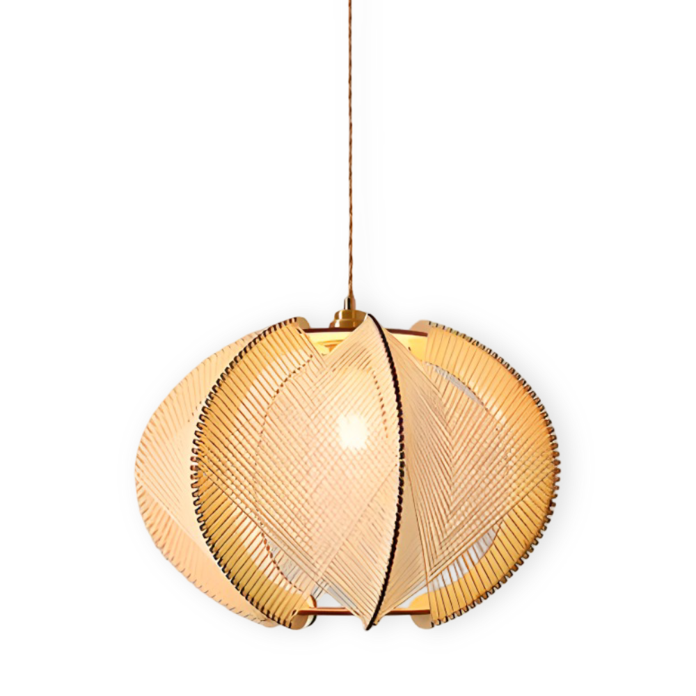 Kirei Pendelleuchte - Geometrische Hängelampe aus Hanfseil und Holz - Wabi Sabi Lighting