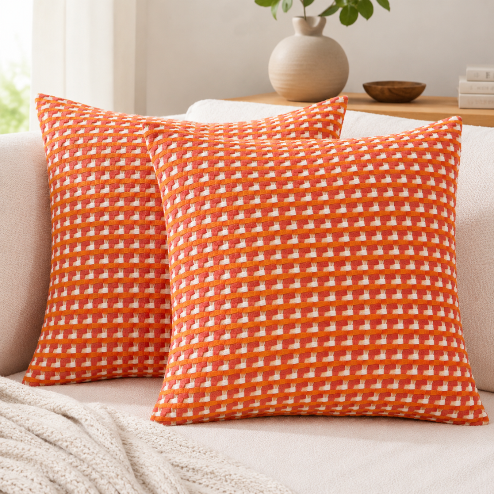 Kissenbezug 45x45 cm – Dekorativer Sofakissenbezug im Nordic Muster für Sofa, Bett & Wohnzimmer
