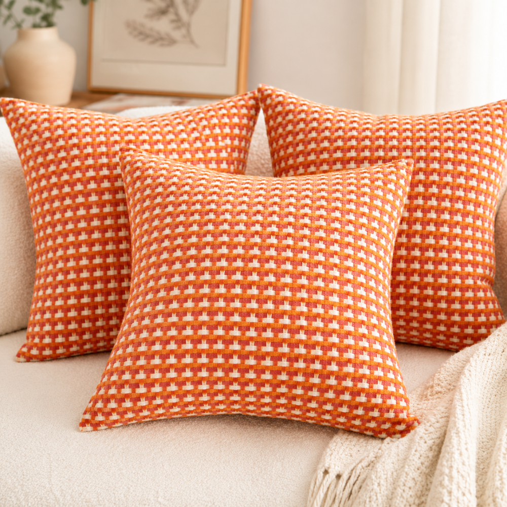 Kissenbezug 45x45 cm – Dekorativer Sofakissenbezug im Nordic Muster für Sofa, Bett & Wohnzimmer