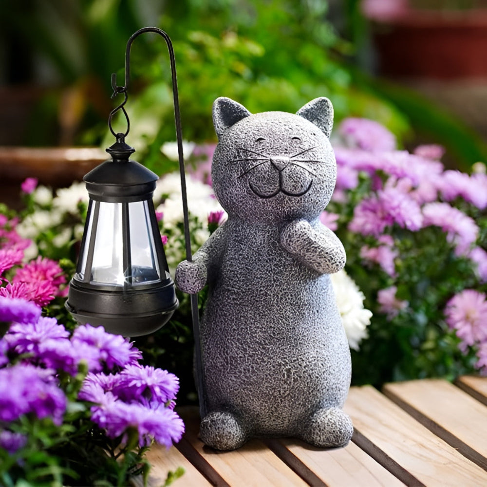 KittyBeam - Bezaubernde Solar Katzenstatuen Laterne für Gartenfreuden
