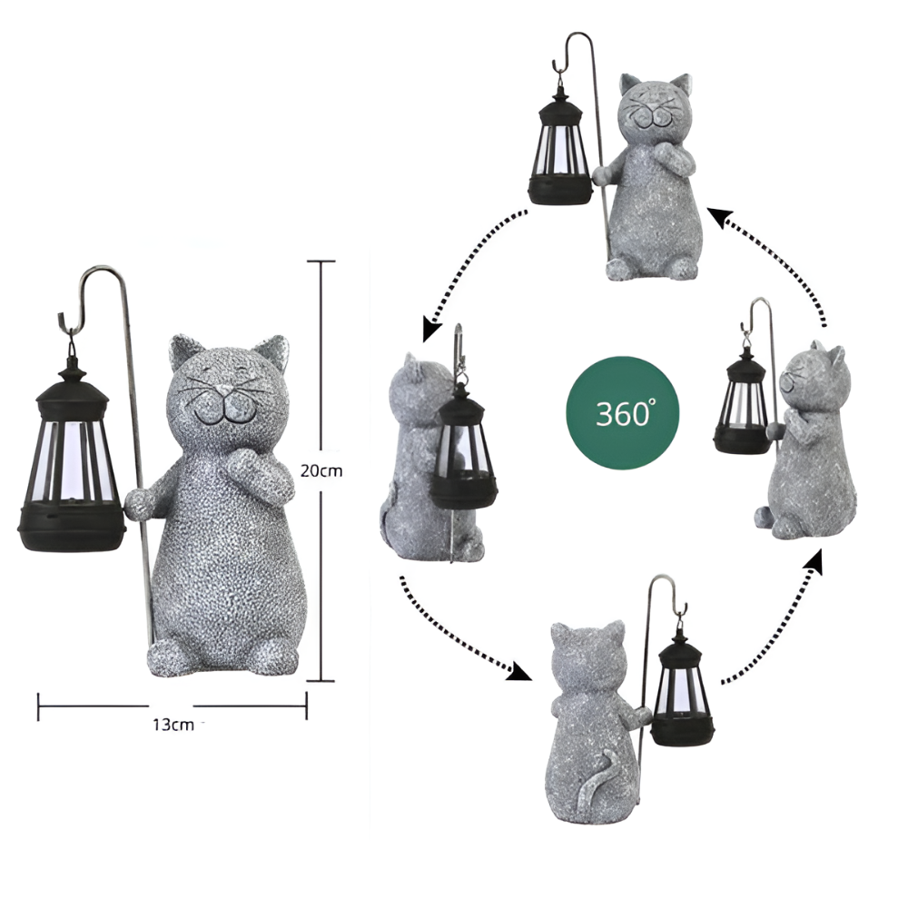 KittyBeam - Bezaubernde Solar Katzenstatuen Laterne für Gartenfreuden