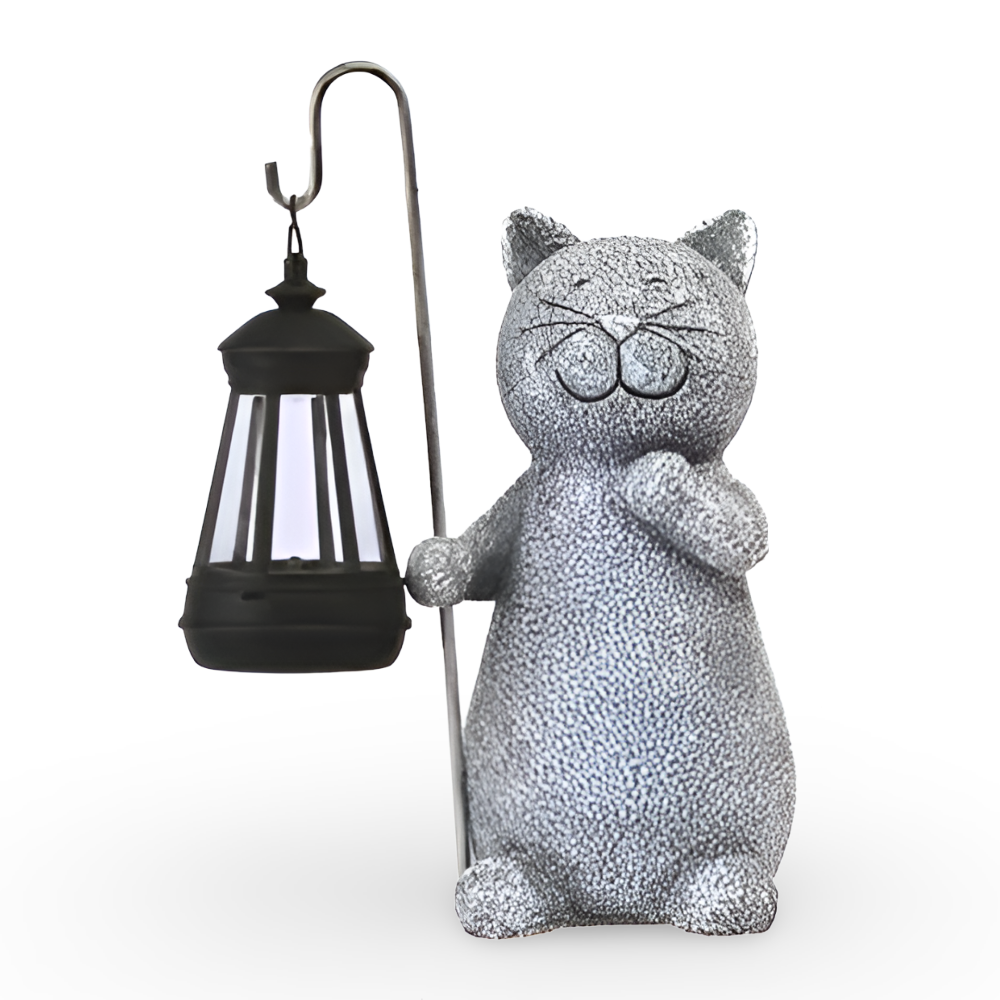 KittyBeam - Bezaubernde Solar Katzenstatuen Laterne für Gartenfreuden