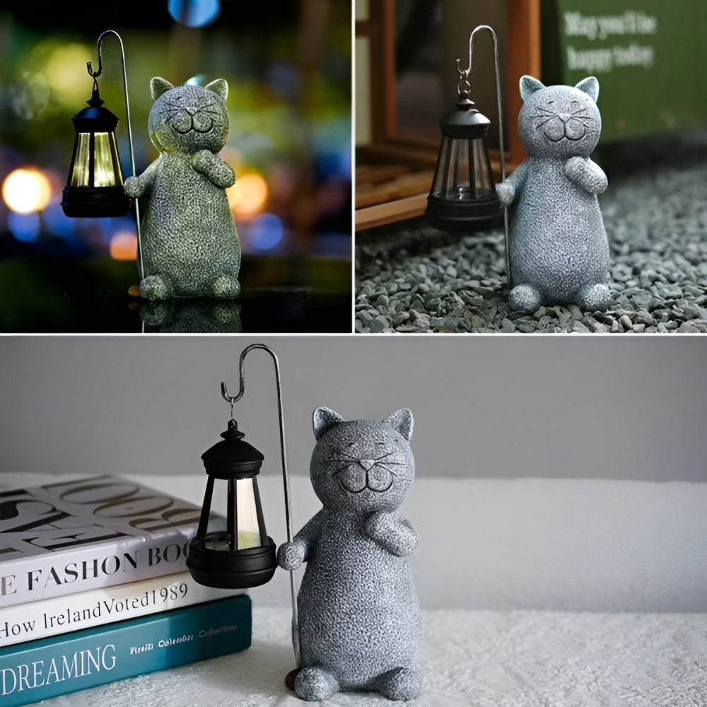 KittyBeam - Bezaubernde Solar Katzenstatuen Laterne für Gartenfreuden