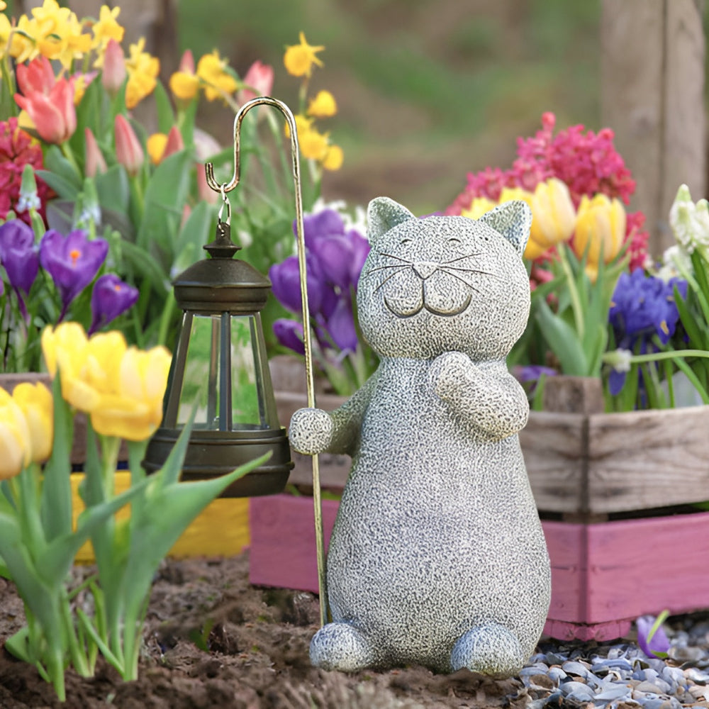 KittyBeam - Bezaubernde Solar Katzenstatuen Laterne für Gartenfreuden