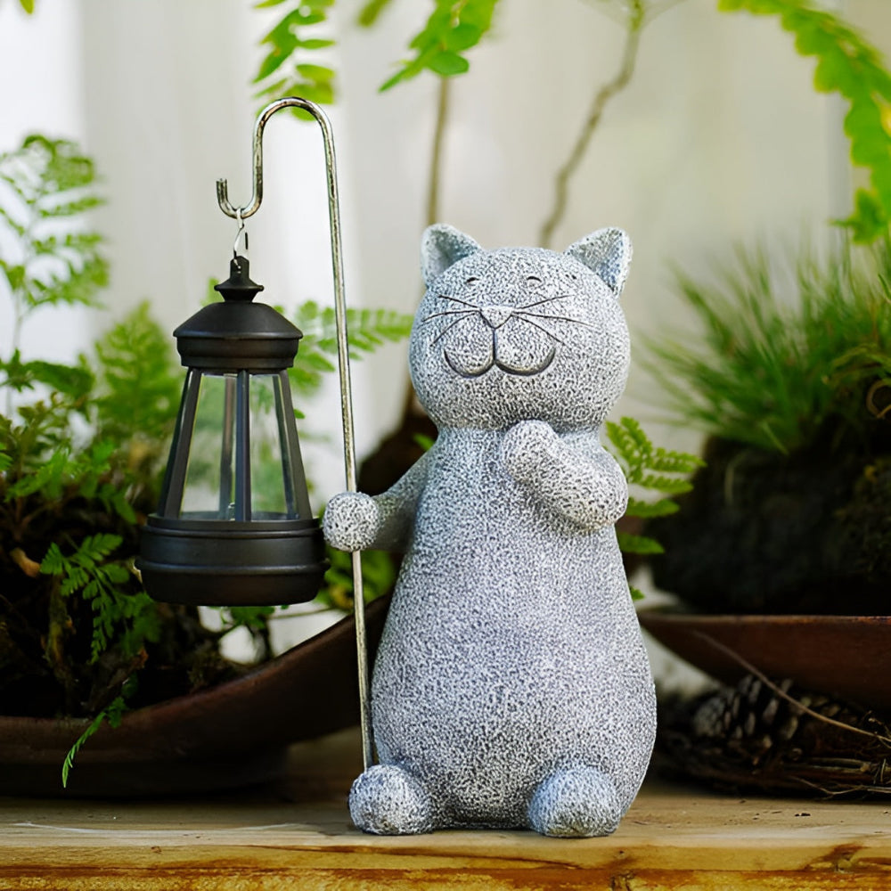 KittyBeam - Bezaubernde Solar Katzenstatuen Laterne für Gartenfreuden