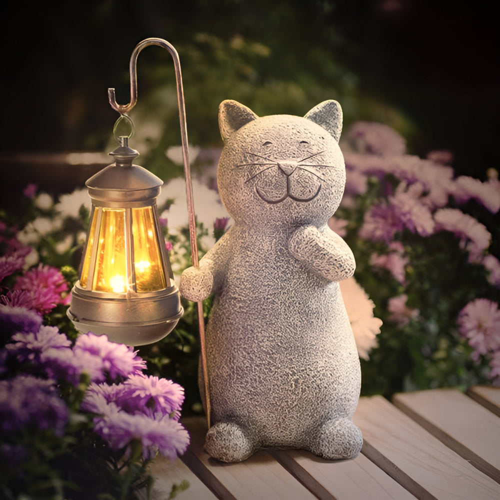 KittyBeam - Bezaubernde Solar Katzenstatuen Laterne für Gartenfreuden