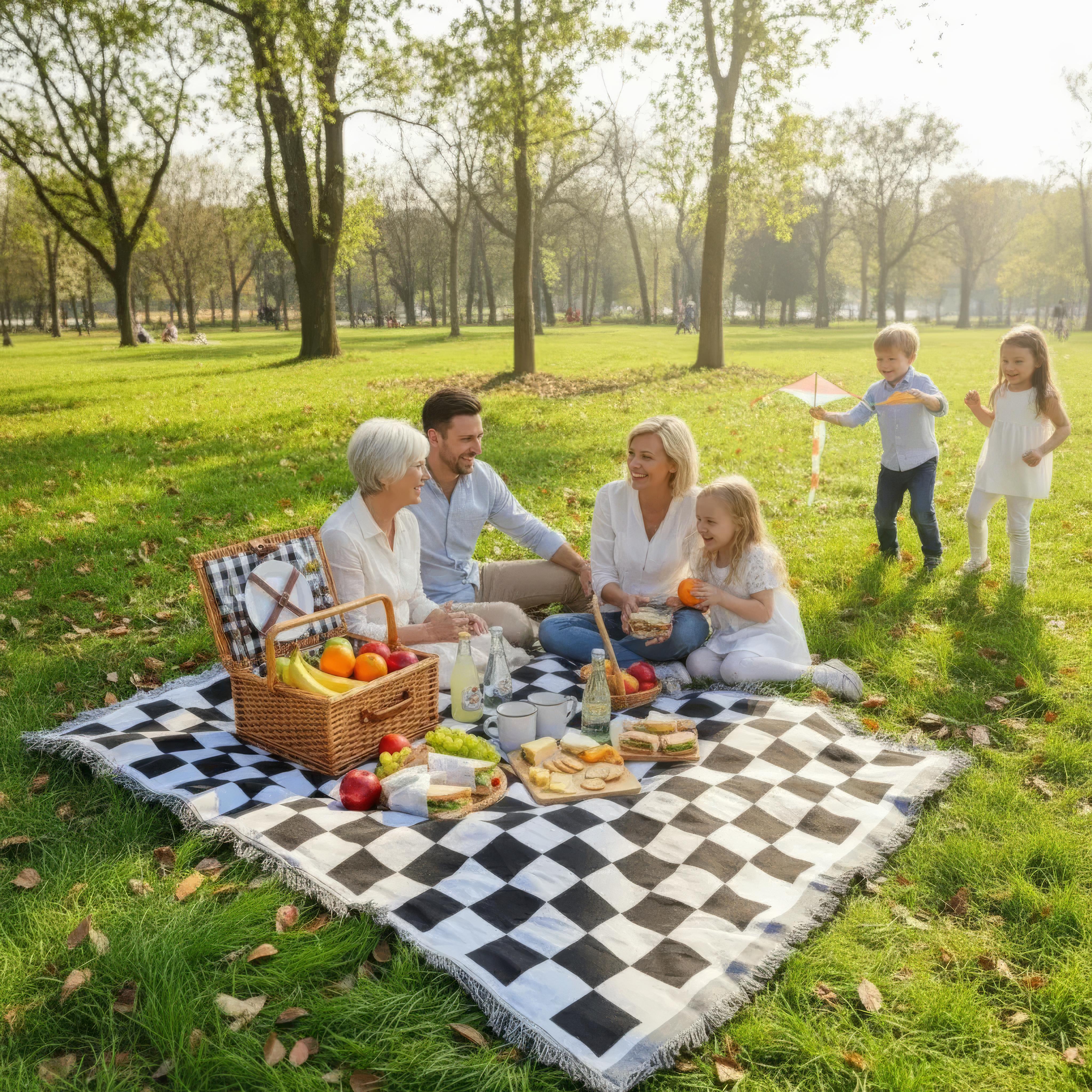 Klassische Karierte Picknickdecke 130x180cm - Weiches Mikrofasermaterial für Outdoor und Zuhause 4