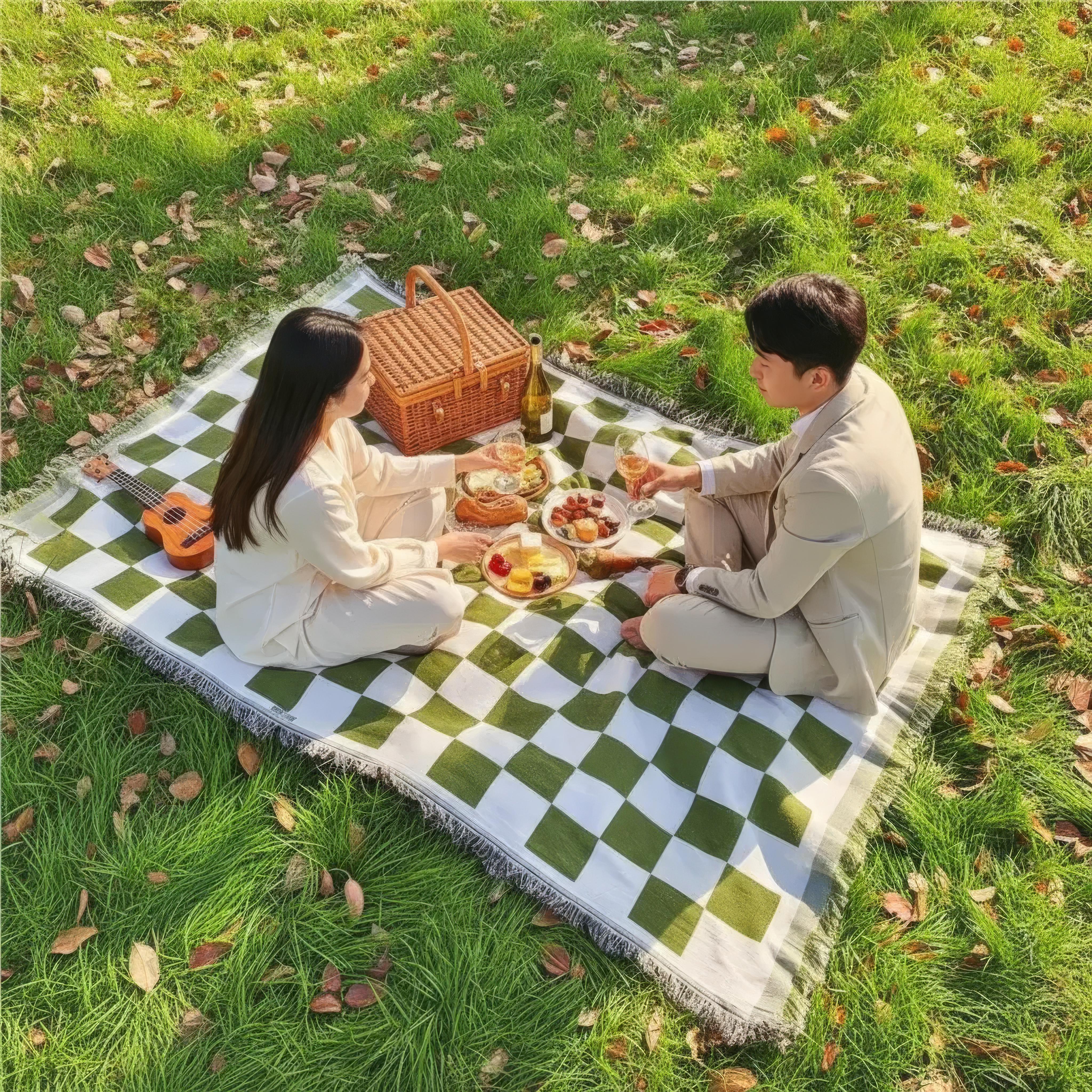 Klassische Karierte Picknickdecke 130x180cm - Weiches Mikrofasermaterial für Outdoor und Zuhause 5