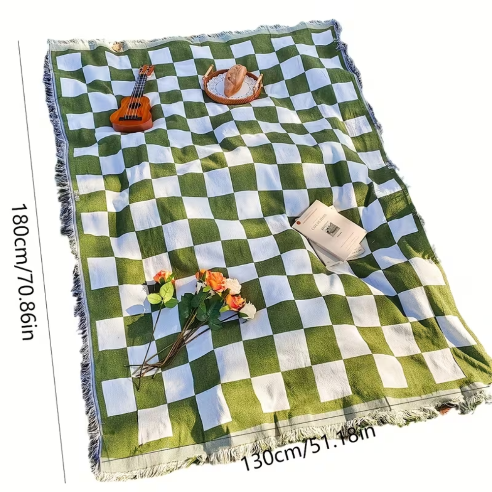 Klassische Karierte Picknickdecke 130x180cm - Weiches Mikrofasermaterial für Outdoor und Zuhause