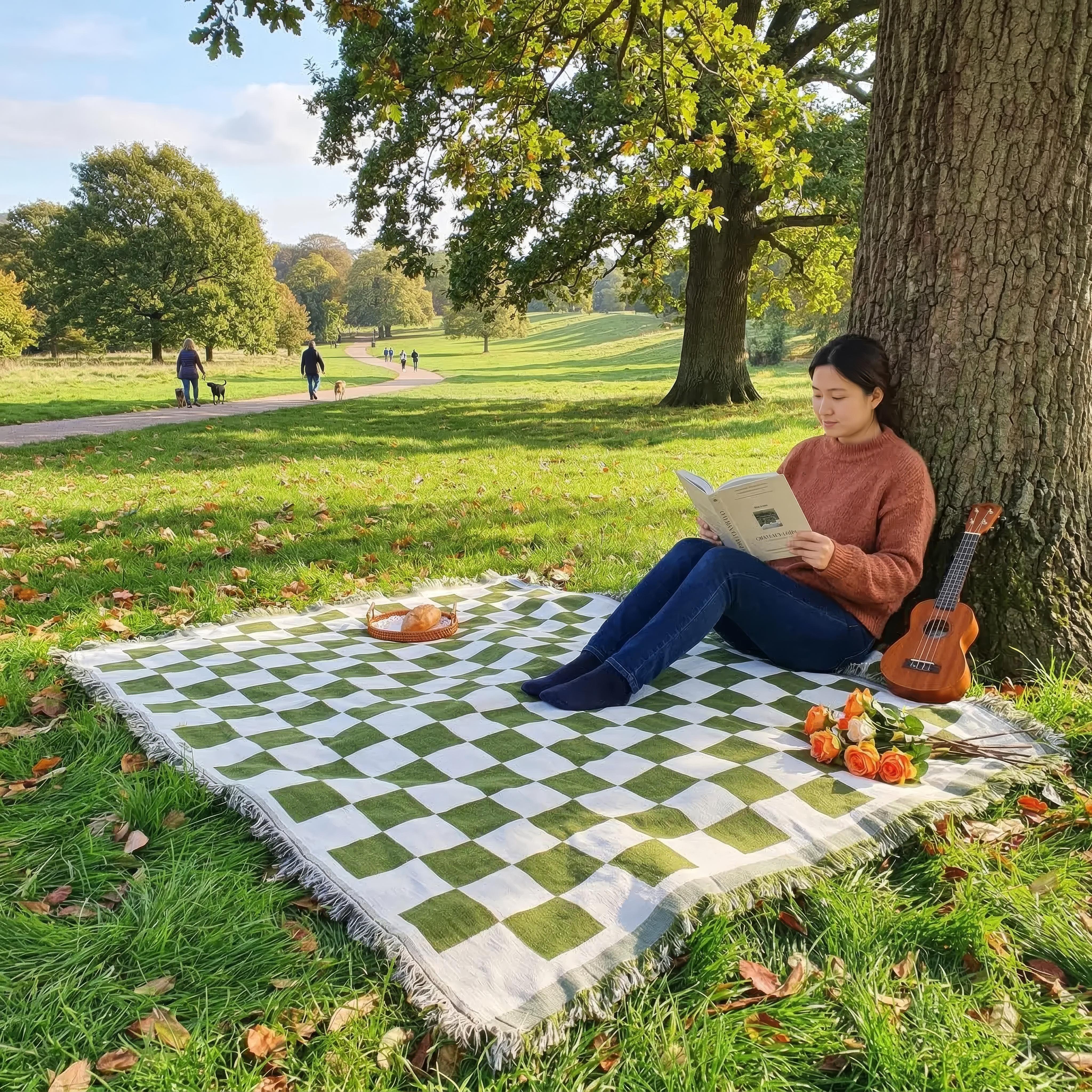 Klassische Karierte Picknickdecke 130x180cm - Weiches Mikrofasermaterial für Outdoor und Zuhause 7