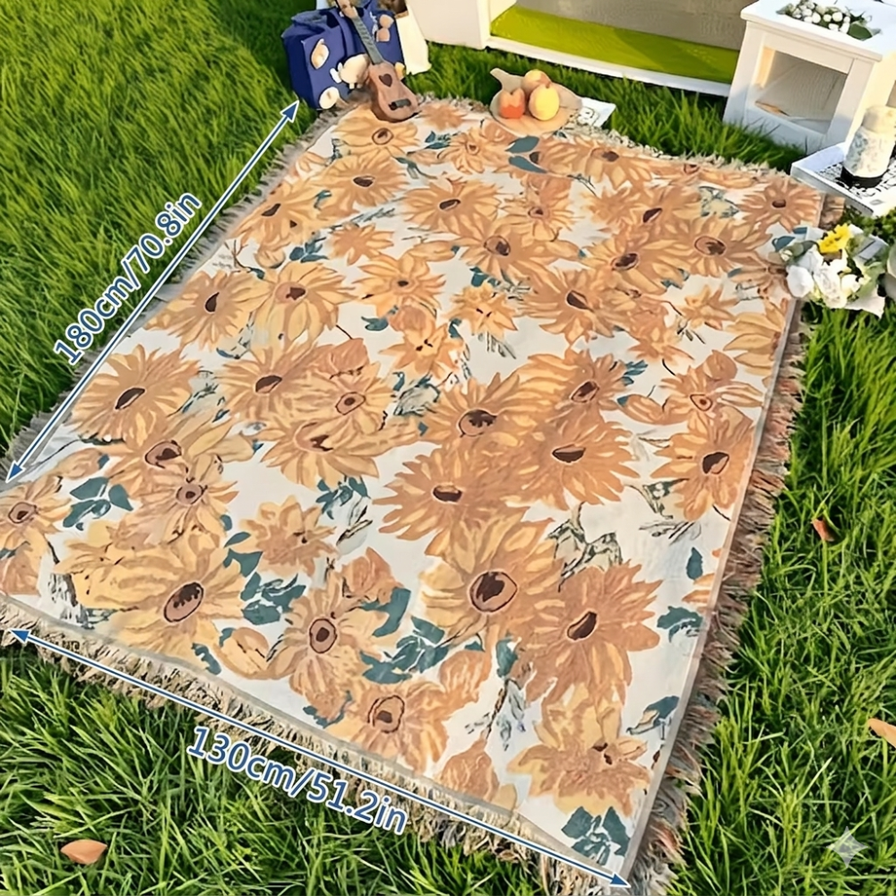 Leichte Blumenmuster Picknickdecke 180x230cm - Wasserdicht Sandfrei für Outdoor-Aktivitäten