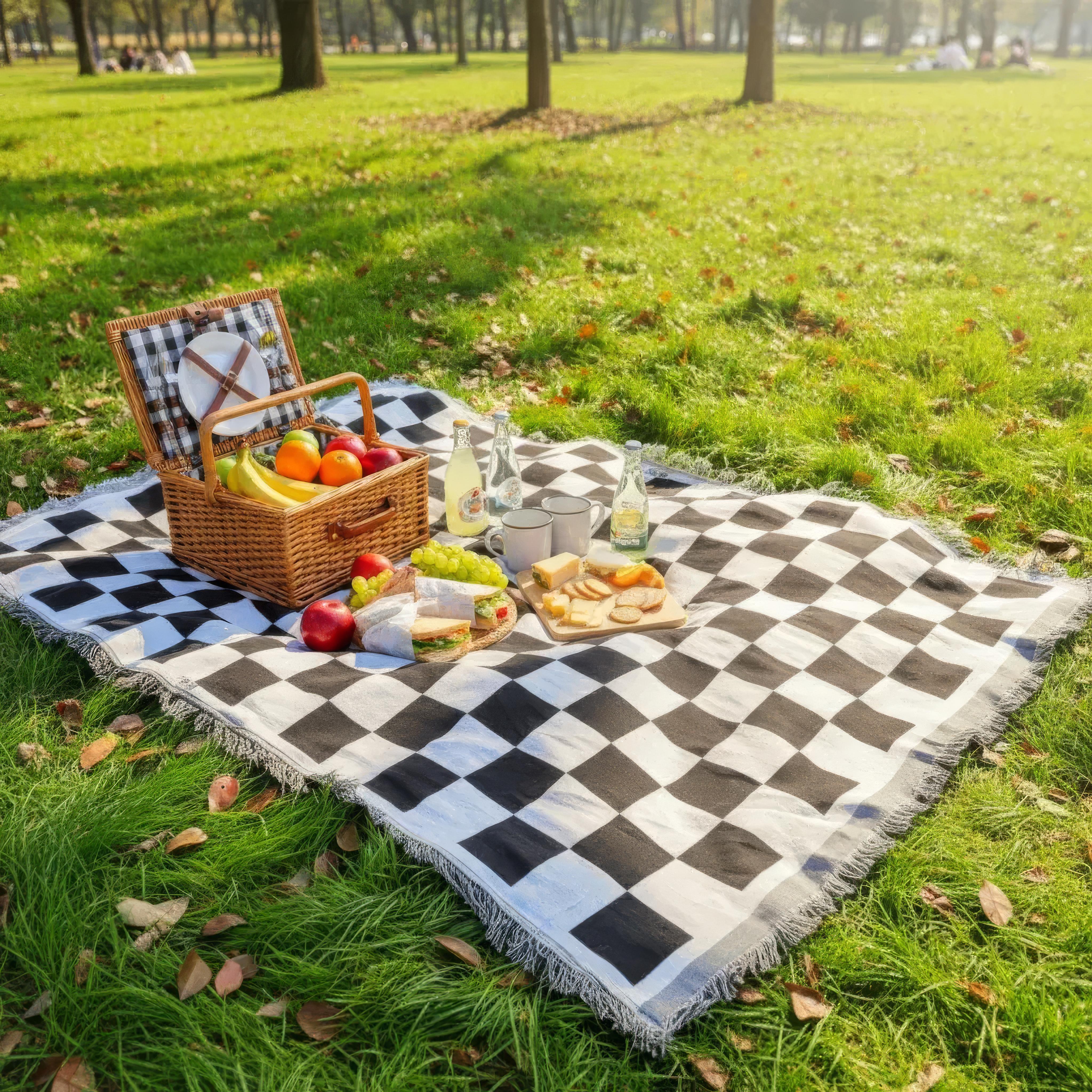 Klassische Karierte Picknickdecke 130x180cm - Weiches Mikrofasermaterial für Outdoor und Zuhause 8