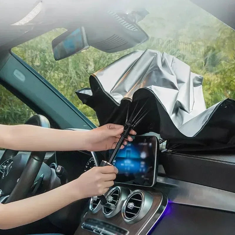 Kompakter Faltbarer Auto-Sonnenschirm - Silbergummi UV-Schutz für SUV & Hatchback 3