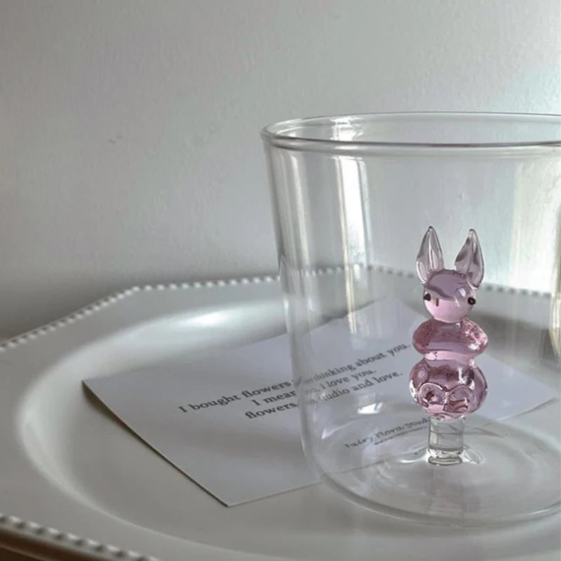 Kreative 3D Glas Tasse - Handgefertigte Tier- und Pflanzenform für Kaffee und Milch 3