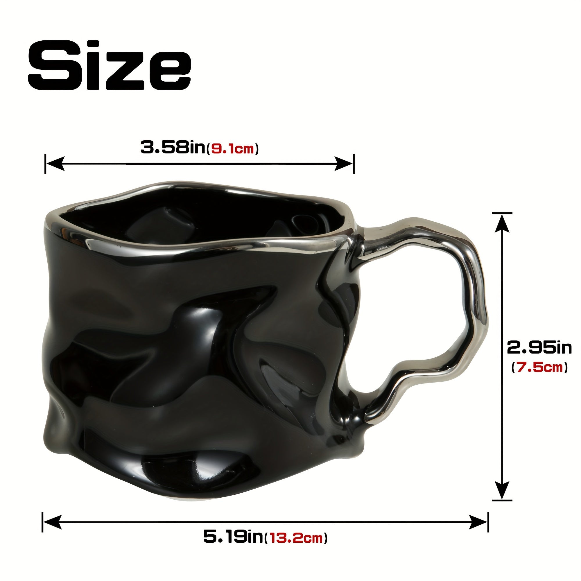 Kreative Keramiktasse - Zerknittertes Design in Schwarz und Silbergrau für Büro und Zuhause 9