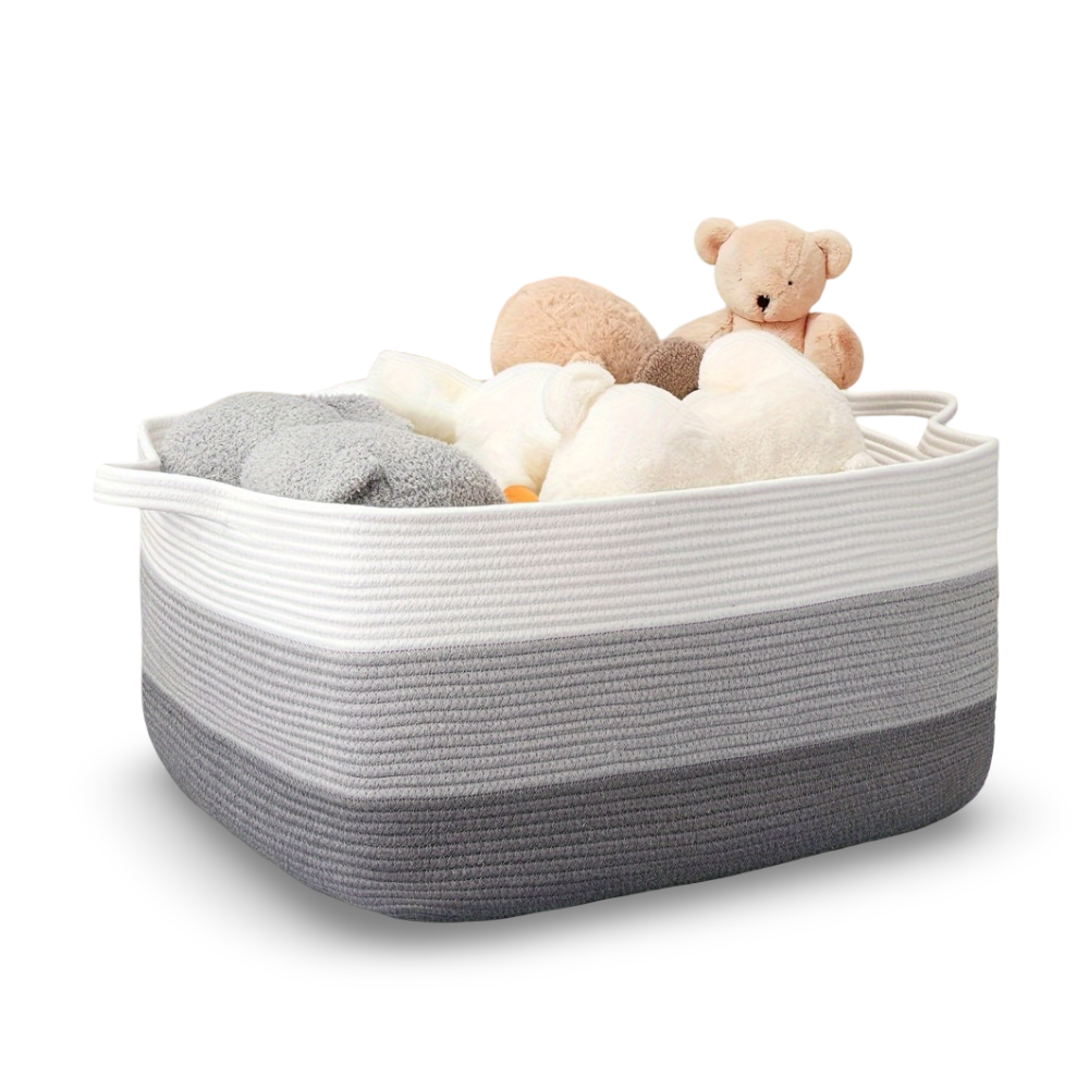 Großer Textil-Aufbewahrungskorb mit Griffen – 45L Organizer für Decken & Wäsche