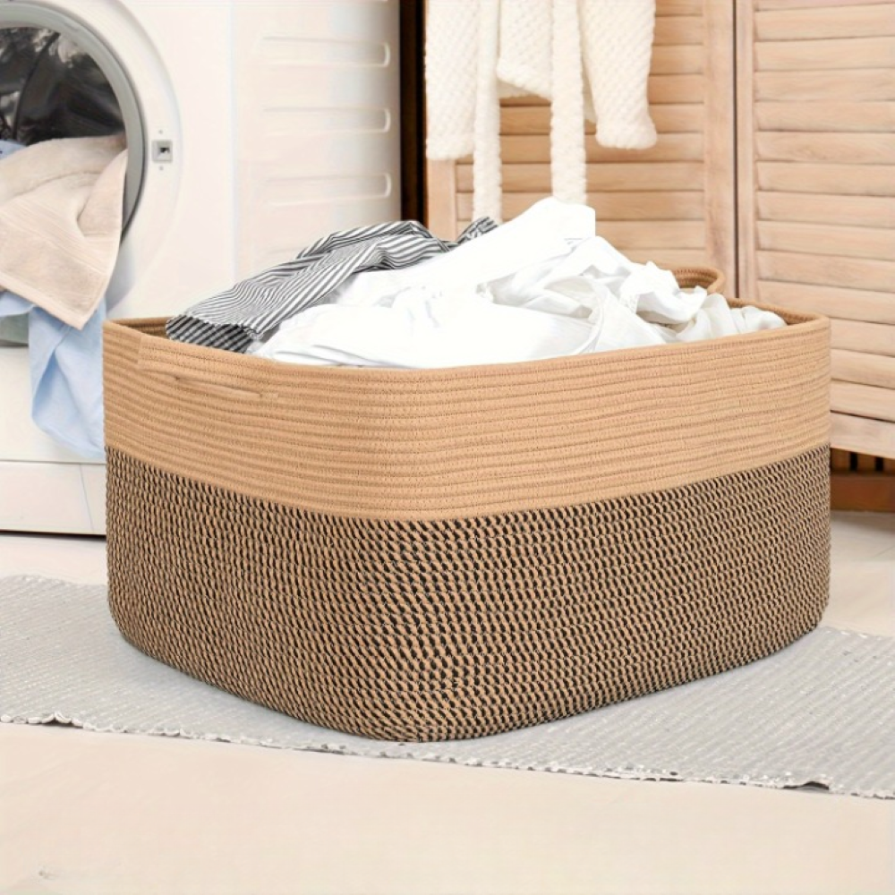 Großer Textil-Aufbewahrungskorb mit Griffen – 45L Organizer für Decken & Wäsche