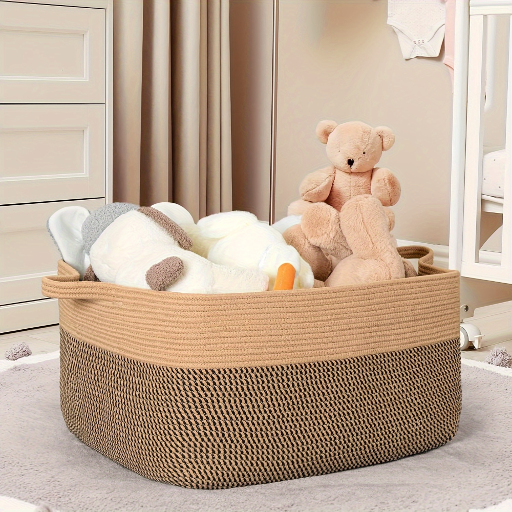 Großer Textil-Aufbewahrungskorb mit Griffen – 45L Organizer für Decken & Wäsche