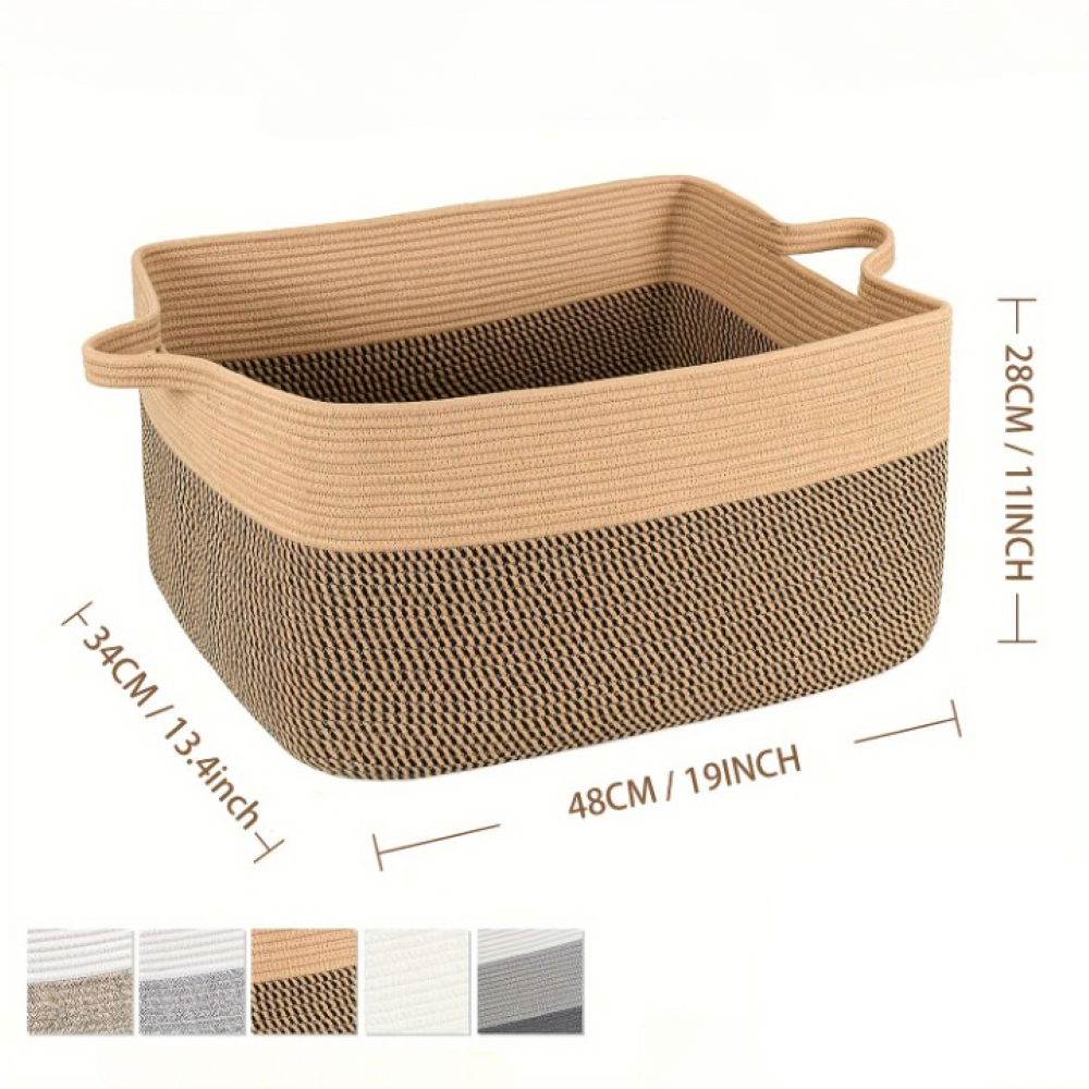 Großer Textil-Aufbewahrungskorb mit Griffen – 45L Organizer für Decken & Wäsche