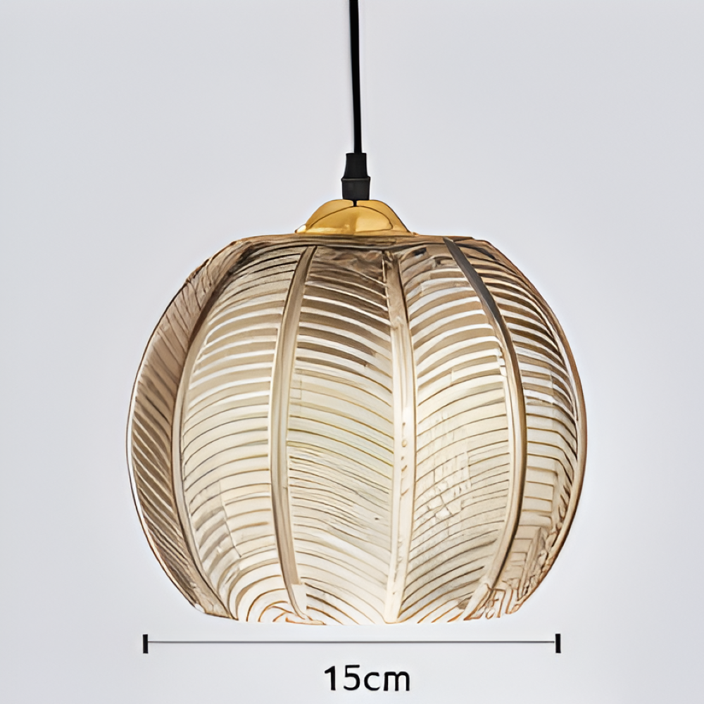 LeafyRib Pendelleuchte - Retro Moderne Gerippte Glas Hängelampe