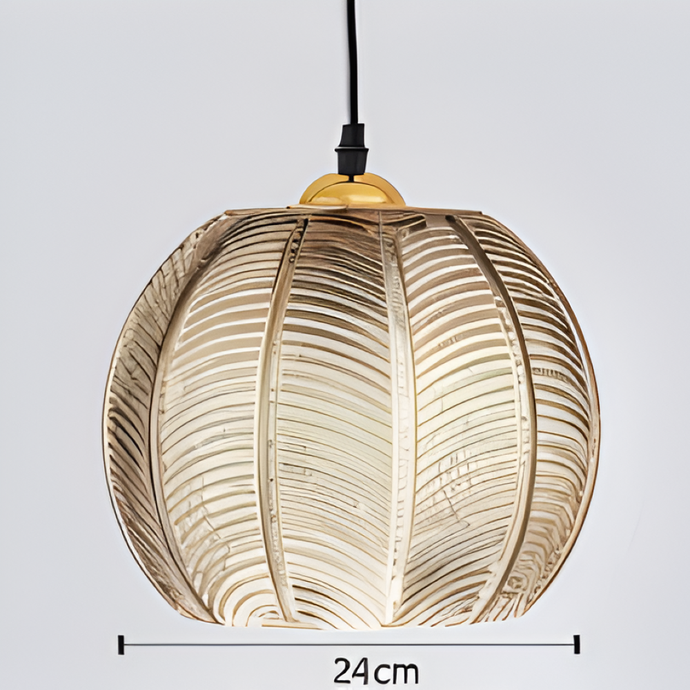 LeafyRib Pendelleuchte - Retro Moderne Gerippte Glas Hängelampe