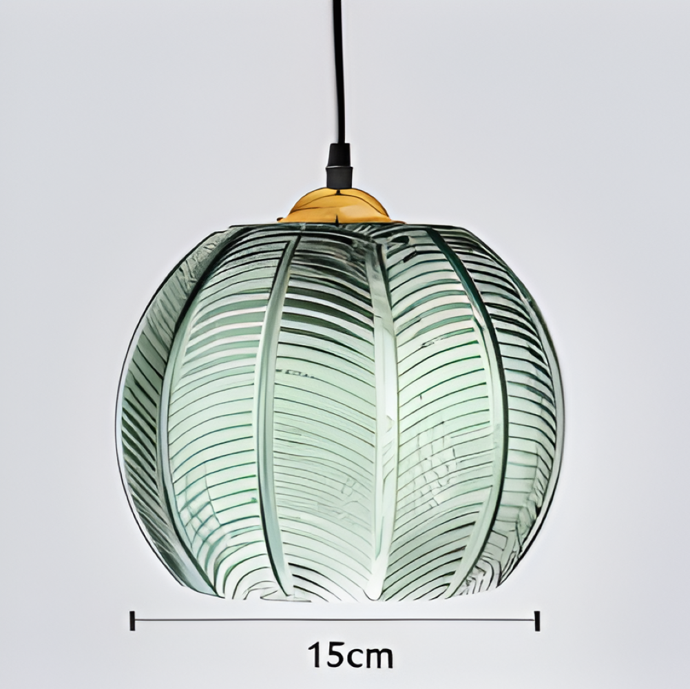 LeafyRib Pendelleuchte - Retro Moderne Gerippte Glas Hängelampe