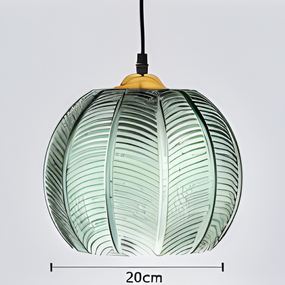 LeafyRib Pendelleuchte - Retro Moderne Gerippte Glas Hängelampe