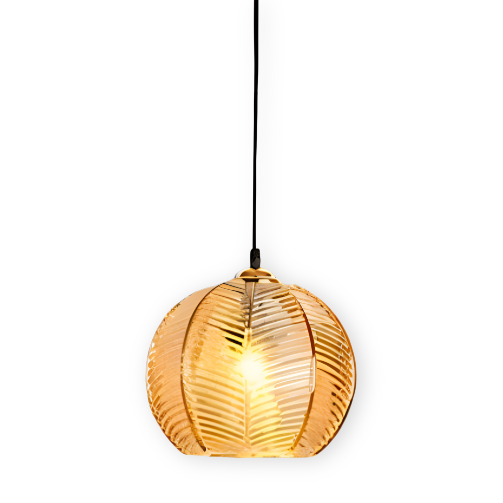 LeafyRib Pendelleuchte - Retro Moderne Gerippte Glas Hängelampe