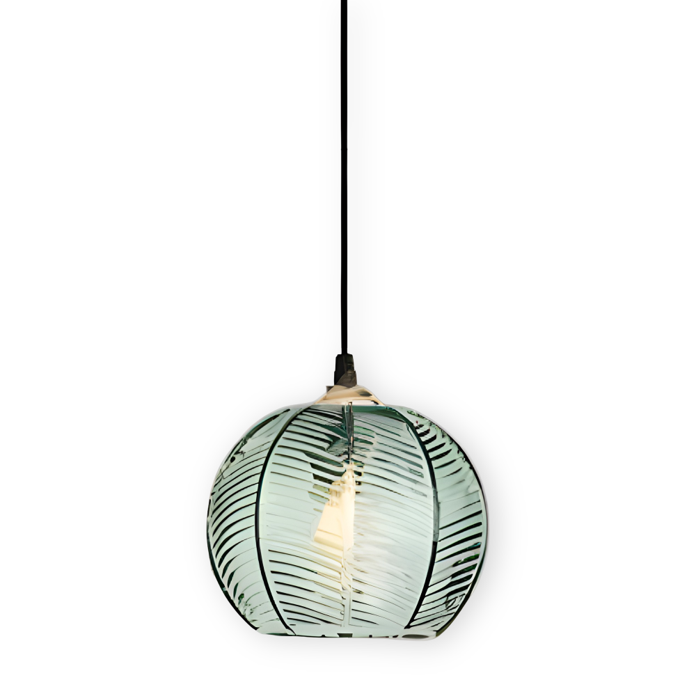 LeafyRib Pendelleuchte - Retro Moderne Gerippte Glas Hängelampe