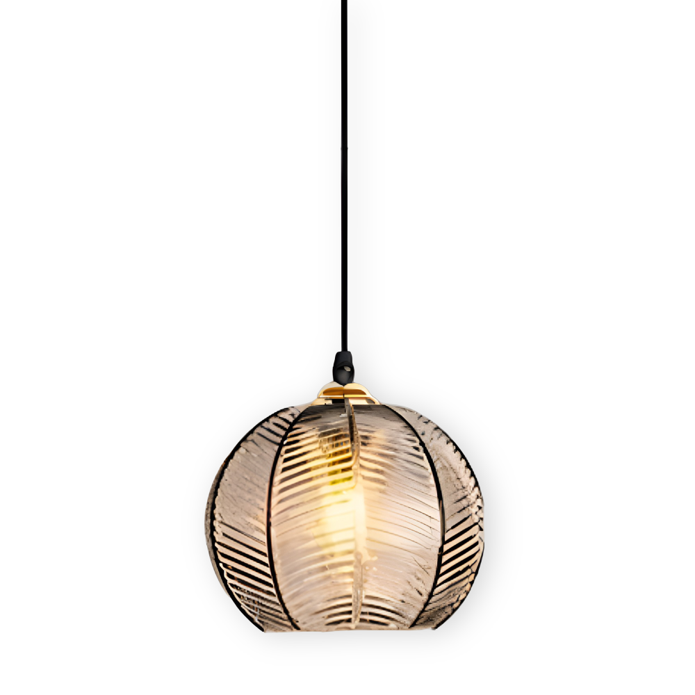 LeafyRib Pendelleuchte - Retro Moderne Gerippte Glas Hängelampe