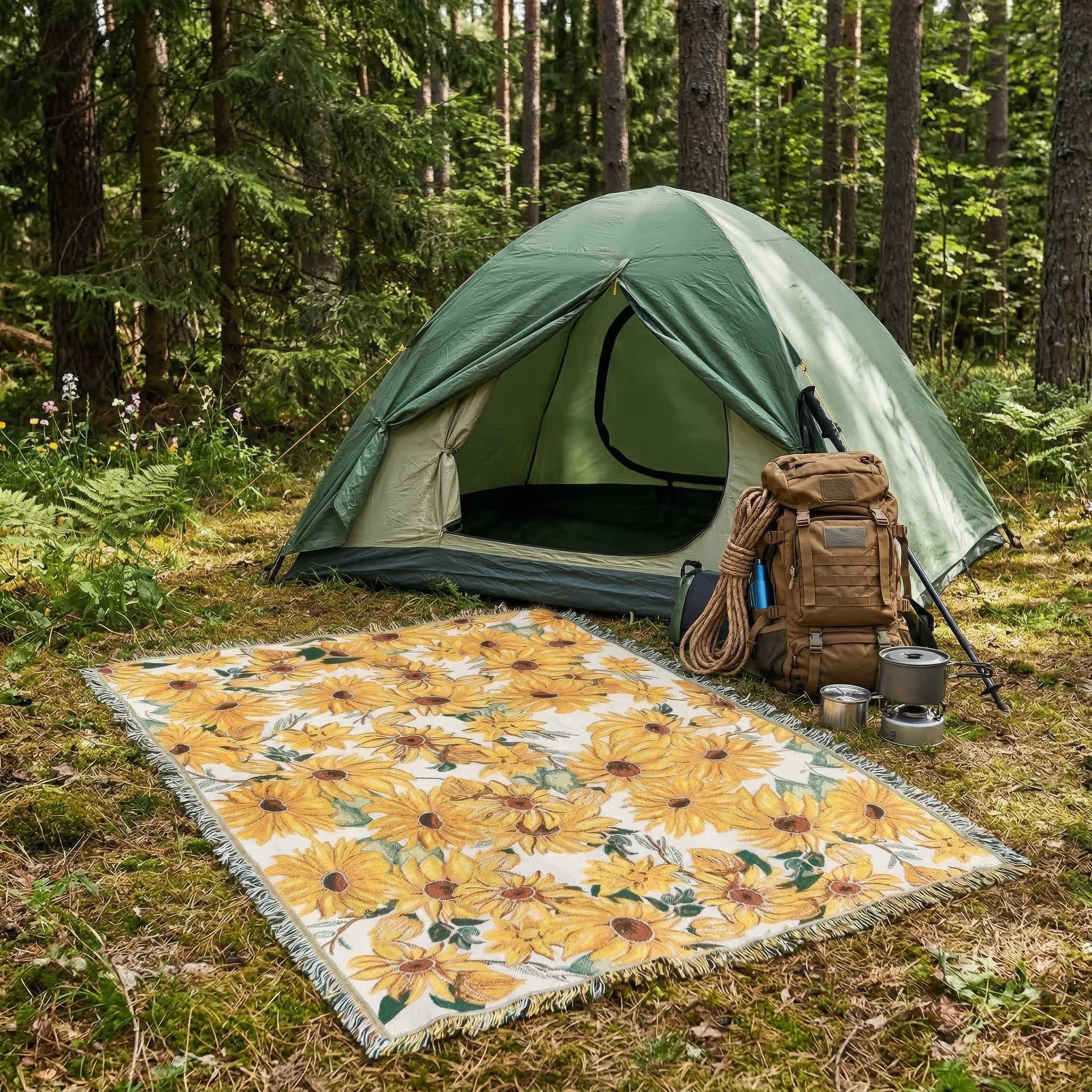 Leichte Blumenmuster Picknickdecke 180x230cm - Wasserdicht Sandfrei für Outdoor-Aktivitäten 7