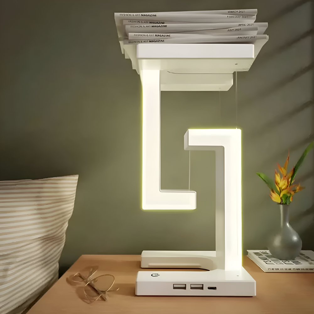LevBlock Tischlampe - Schwebende LED Tischlampe mit kabellosem Ladepad
