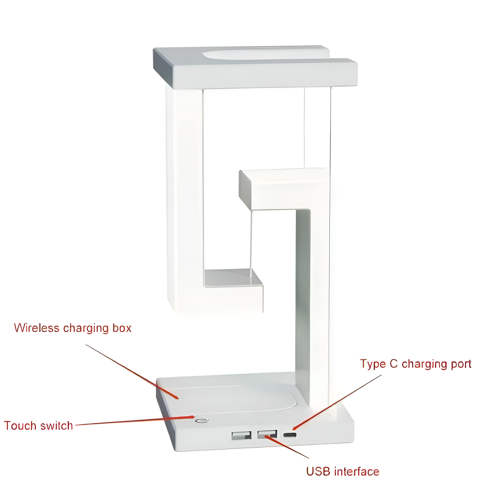 LevBlock Tischlampe - Schwebende LED Tischlampe mit kabellosem Ladepad