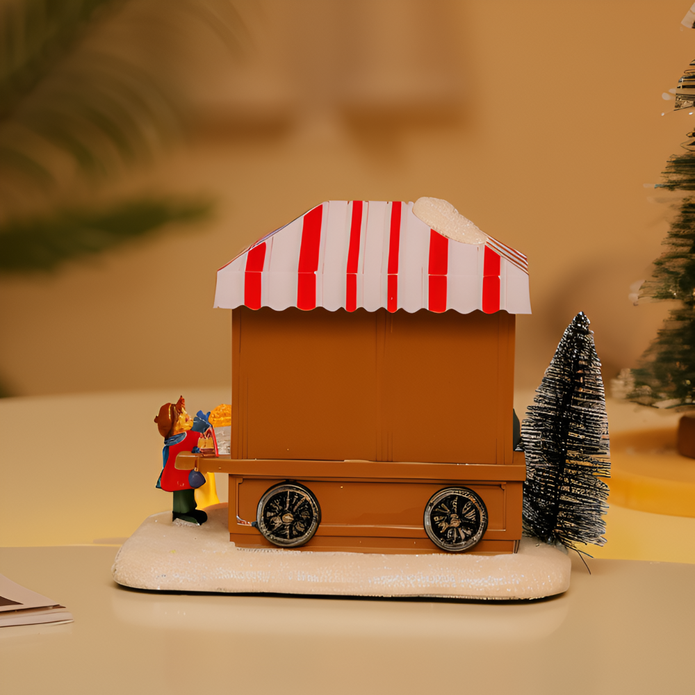 LitNTune - Batteriebetriebenes, Musikalisches LED Harz Weihnachtsdorf