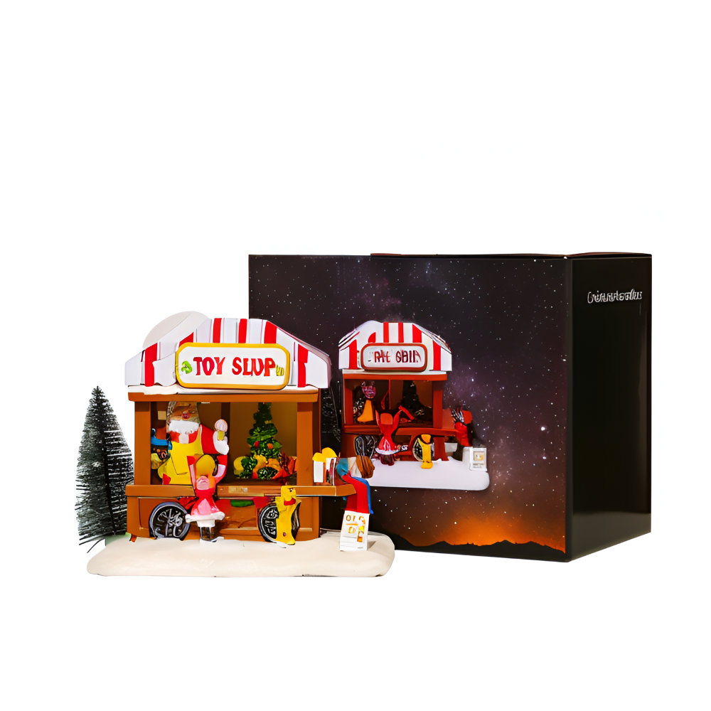 LitNTune - Batteriebetriebenes, Musikalisches LED Harz Weihnachtsdorf