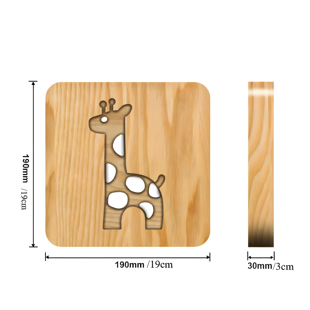 LumaCarve - Giraffe LED Nachttischlampe aus Holz