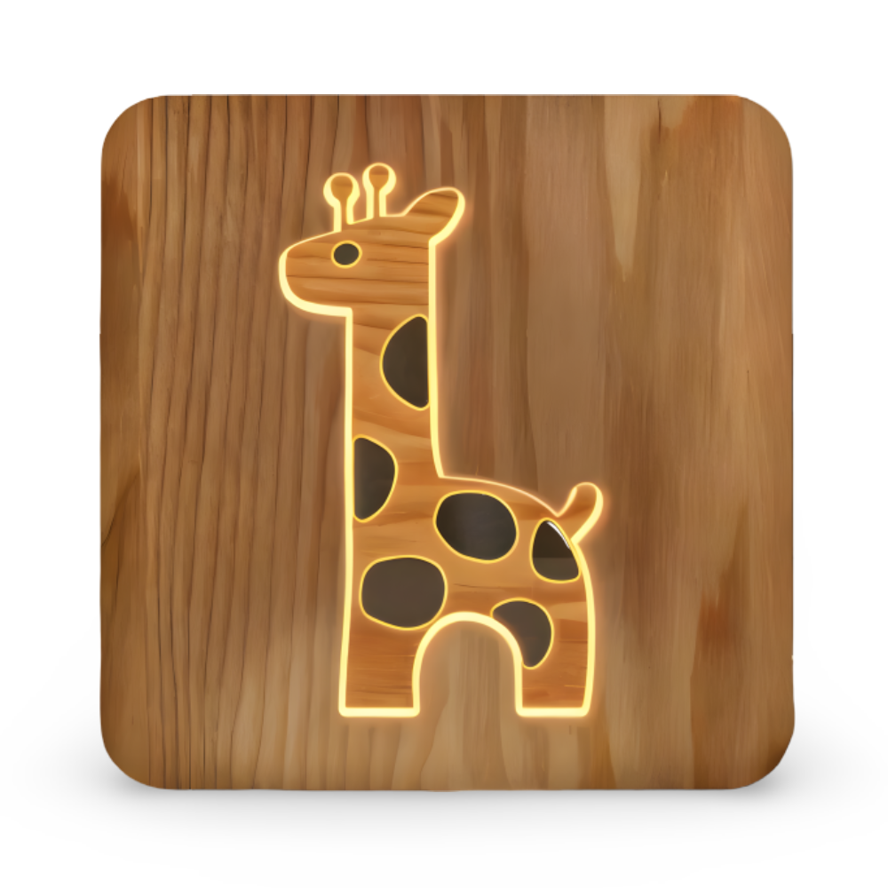 LumaCarve - Giraffe LED Nachttischlampe aus Holz