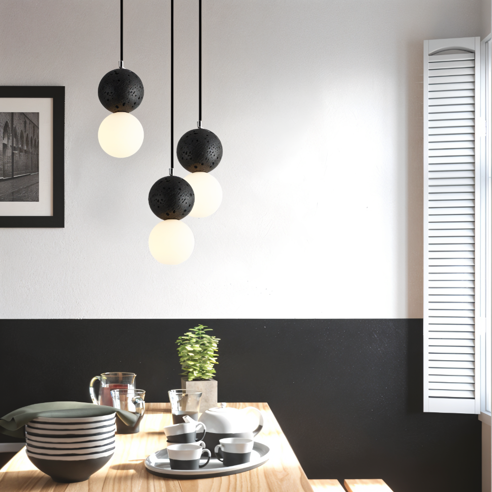 LumeGlobe Pendelleuchte - Doppelkugel Pendelleuchte für den Esstisch - Glas Hängekugel Lampe