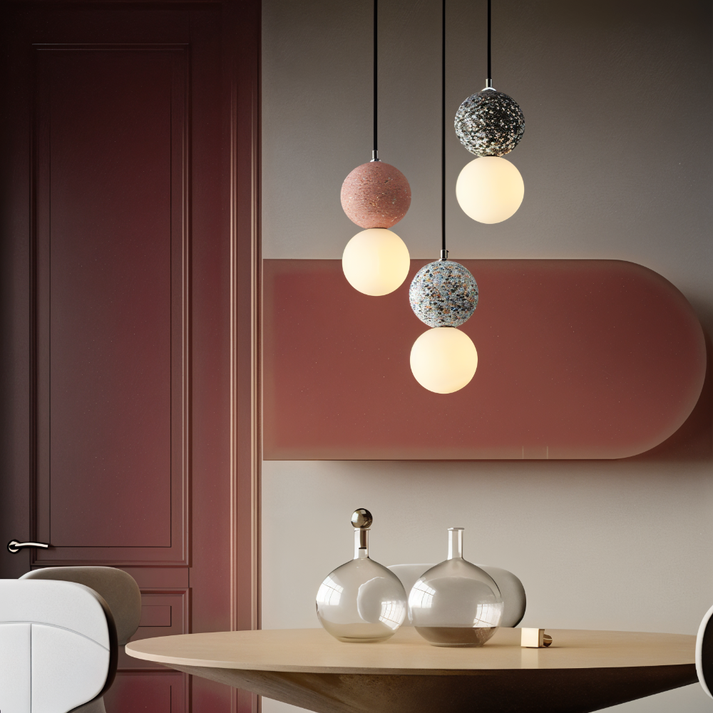 LumeGlobe Pendelleuchte - Doppelkugel Pendelleuchte für den Esstisch - Glas Hängekugel Lampe